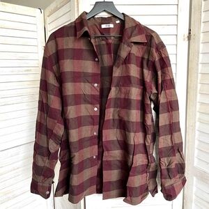 Lemaire x Uniqlo U Checkered Plaid Long sleeve button down Size M